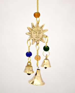 Brass Sun Chime With Beads And Bells