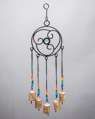 Iron Celtic Chime W/ Bells & Glass Accents