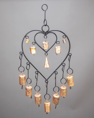 Iron Double Heart Chime With 13 Bells