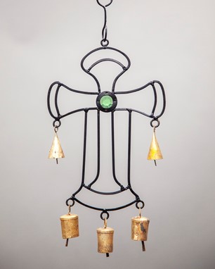 Iron Cross Chime With Glass Accents