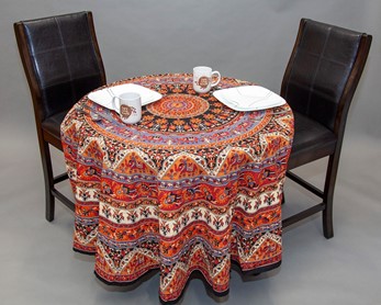 Jaipur Print Tablecloth W/ Crochet Border