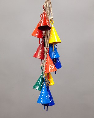 Hand Painted 12 Cone Bells On Jute
