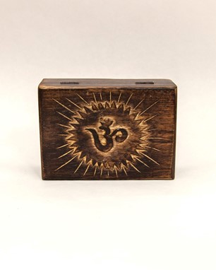 Hand Carved Wood Om Box