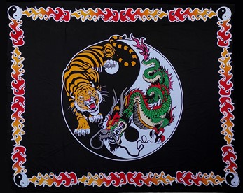 Yin Yang Dragon & Tiger Tapestry
