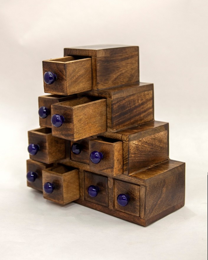 Ten Drawer Wood Chest W Ceramic Knobs