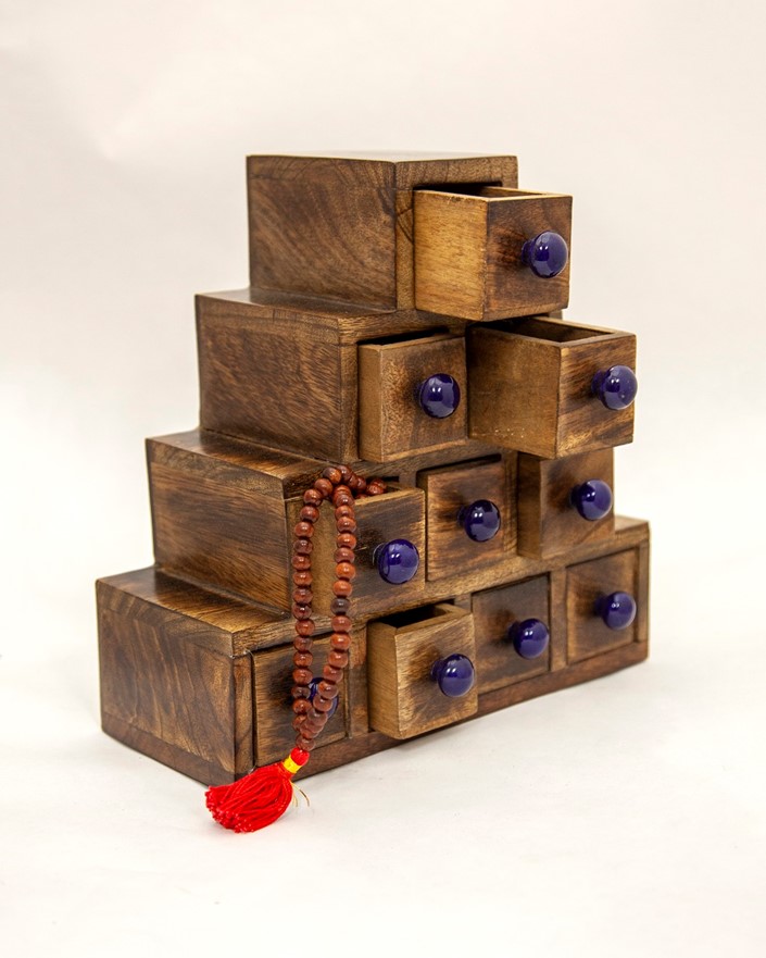 Ten Drawer Wood Chest W Ceramic Knobs